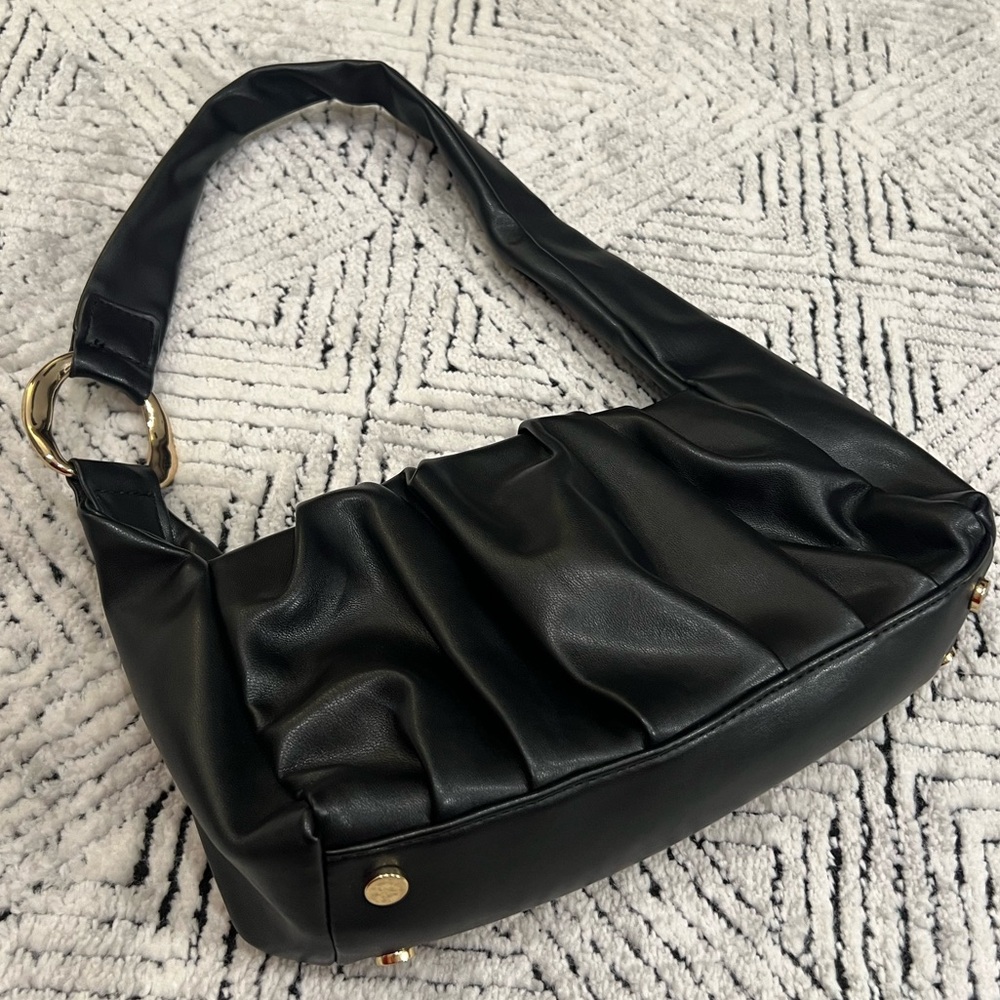 Black Ruched Shoulder Bag from INC International Concepts 
with Gold Accents